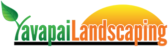 A logo for Yavapai Landscaping featuring a stylized green leaf on the left. The text "Yavapai" is in green, and "Landscaping" is in orange, with a gradient effect from left to right.