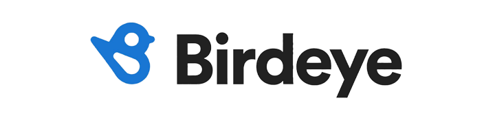 The image shows the logo of "birdeye," which combines the company name in black lettering with a stylized blue bird-like icon that appears to be integrated into the letter "b.