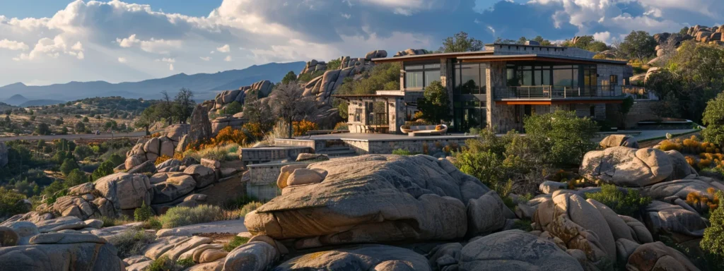 a modern, luxurious custom home nestled amidst the rugged landscapes of talking rock prescott.