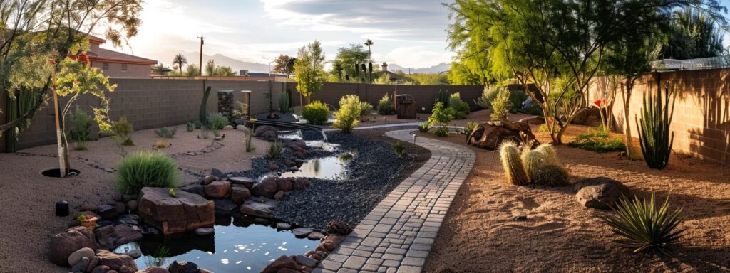 transform your yard with yavapai landscaping's expert drainage solutions, showcasing a lush garden free from standing water and potential issues.