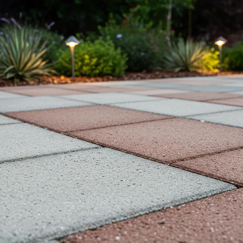 Close-up of custom patio pavers showcasing their durability and intricate design in an outdoor living setting