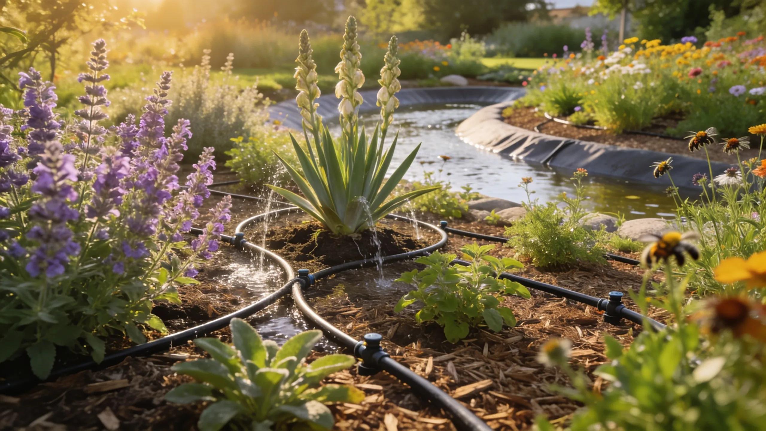 Eco-friendly landscape showcasing xeriscaping techniques and native plant irrigation
